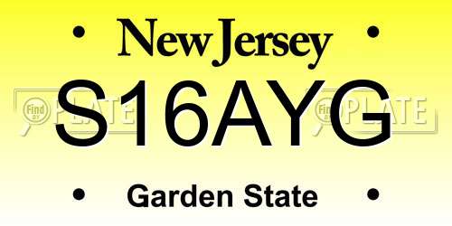 S16AYG New Jersey License Plate
