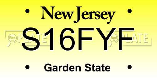 S16FYF New Jersey License Plate