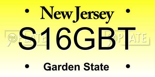 S16GBT New Jersey License Plate