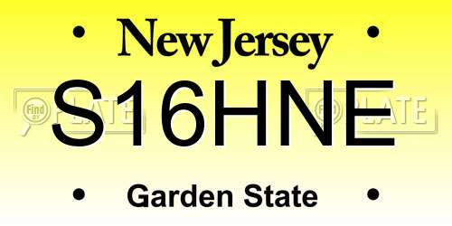 S16HNE New Jersey License Plate
