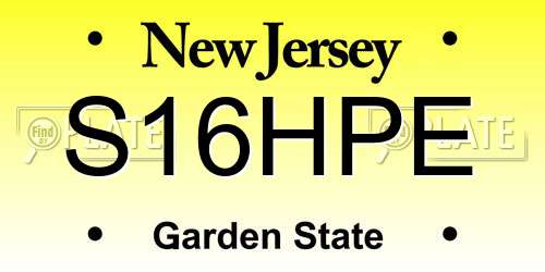 S16HPE New Jersey License Plate