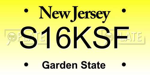 S16KSF New Jersey License Plate
