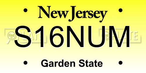 S16NUM New Jersey License Plate