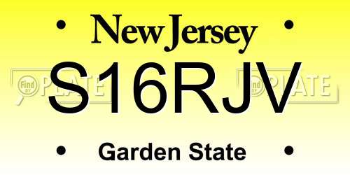 S16RJV New Jersey License Plate