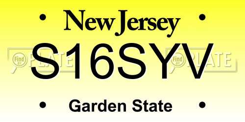 S16SYV New Jersey License Plate