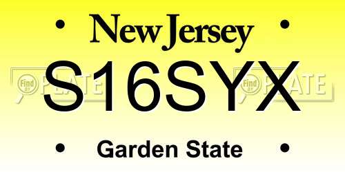 S16SYX New Jersey License Plate