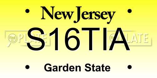 S16TIA New Jersey License Plate