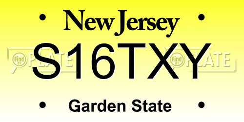 S16TXY New Jersey License Plate