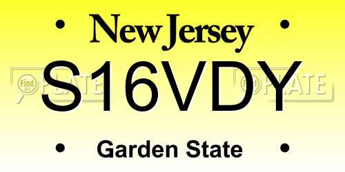 S16VDY New Jersey License Plate