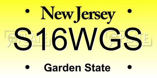 S16WGS New Jersey License Plate