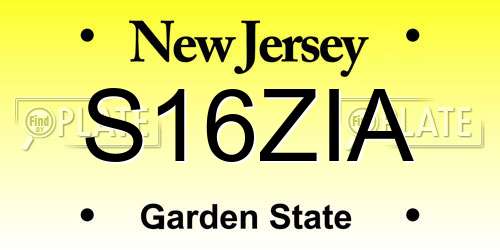 S16ZIA New Jersey License Plate