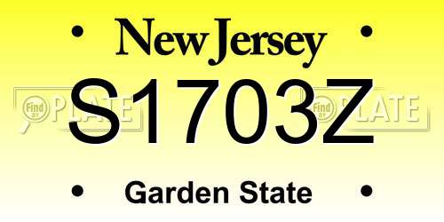 S1703Z New Jersey License Plate