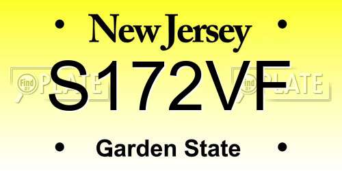 S172VF New Jersey License Plate