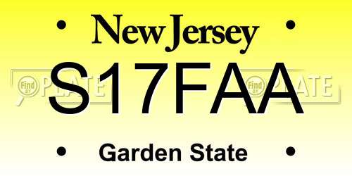 S17FAA New Jersey License Plate