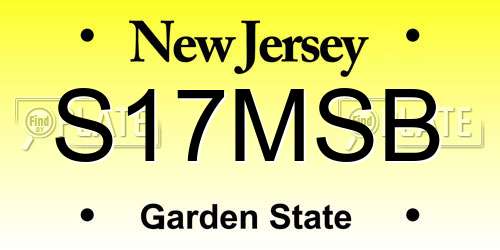 S17MSB New Jersey License Plate