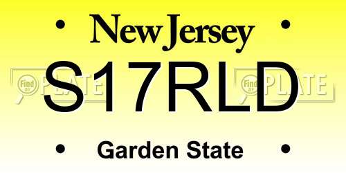 S17RLD New Jersey License Plate