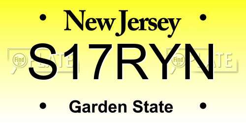 S17RYN New Jersey License Plate