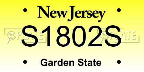 S1802S New Jersey License Plate