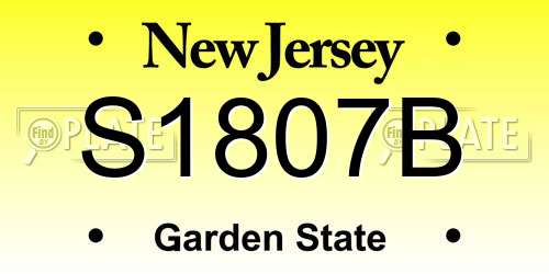 S1807B New Jersey License Plate