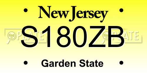 S180ZB New Jersey License Plate