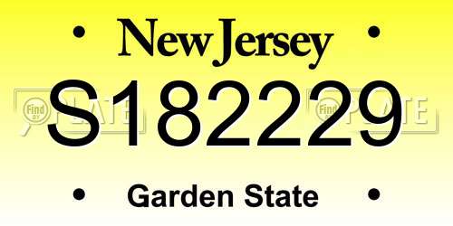 S182229 New Jersey License Plate