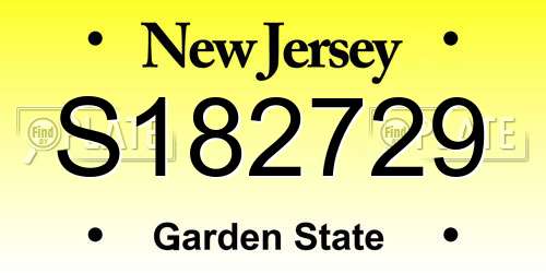 S182729 New Jersey License Plate