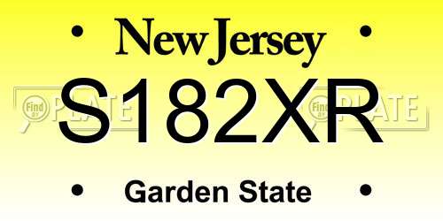 S182XR New Jersey License Plate