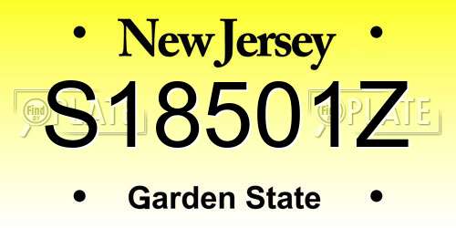 S18501Z New Jersey License Plate