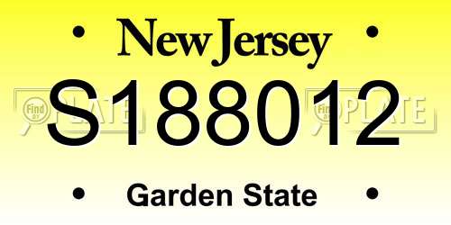 S188012 New Jersey License Plate