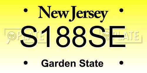 S188SE New Jersey License Plate