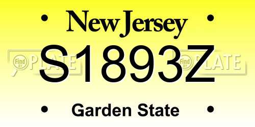 S1893Z New Jersey License Plate