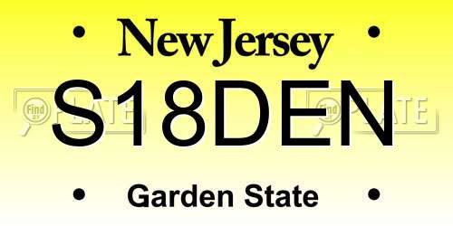 S18DEN New Jersey License Plate