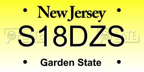 S18DZS New Jersey License Plate
