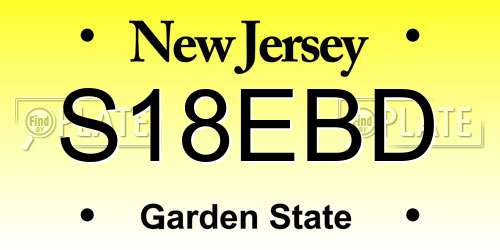 S18EBD New Jersey License Plate