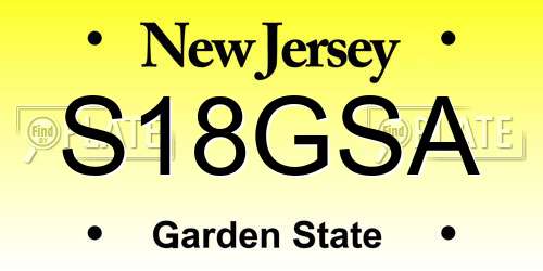 S18GSA New Jersey License Plate