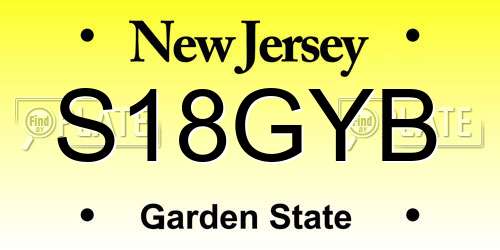 S18GYB New Jersey License Plate