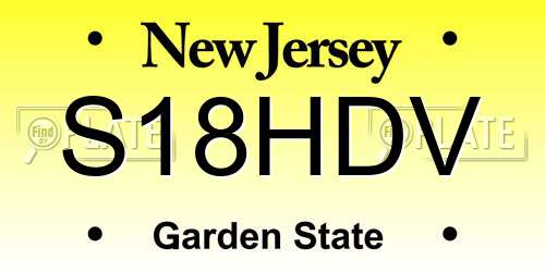 S18HDV New Jersey License Plate