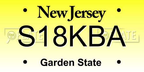 S18KBA New Jersey License Plate