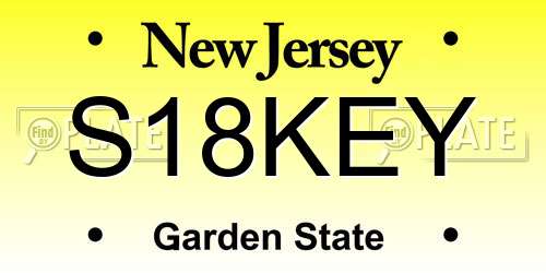 S18KEY New Jersey License Plate