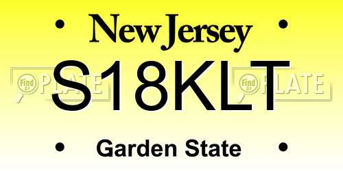 S18KLT New Jersey License Plate