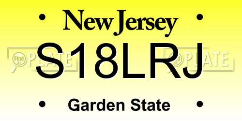 S18LRJ New Jersey License Plate