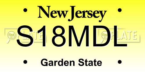 S18MDL New Jersey License Plate