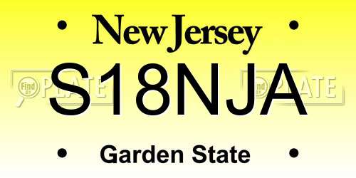 S18NJA New Jersey License Plate