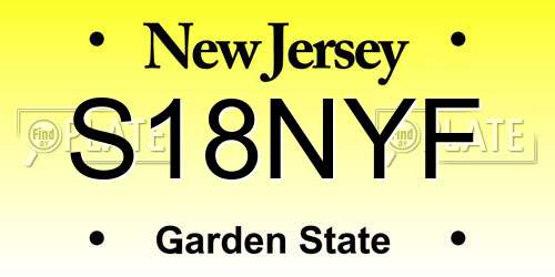 S18NYF New Jersey License Plate