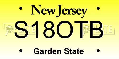 S18OTB New Jersey License Plate