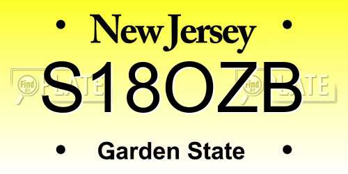 S18OZB New Jersey License Plate