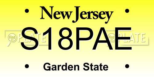 S18PAE New Jersey License Plate