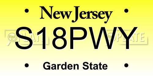 S18PWY New Jersey License Plate