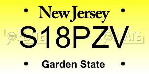 S18PZV New Jersey License Plate