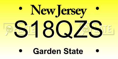 S18QZS New Jersey License Plate